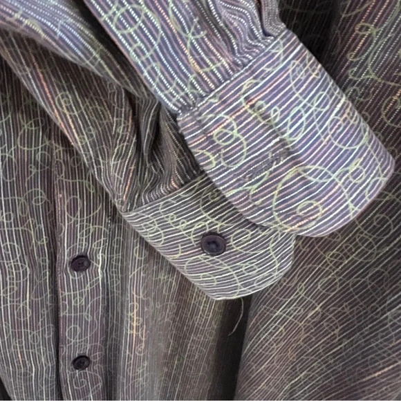 Road striped and textured multicolored button down shirt w/pocket size XL - Picture 5 of 9